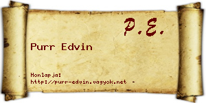 Purr Edvin névjegykártya